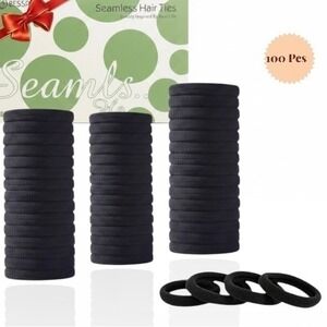 Bandas Elásticas Negras Para El Cabello 100 Sujetadores De Coleta Sin Costuras